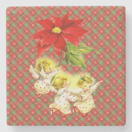 Weihnachten Kariert mit Engeln Steinuntersetzer