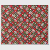 Weihnachten Kariert mit Schneeflocken und Sternen Geschenkpapier (Flach)
