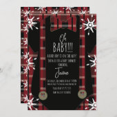 Weihnachten Kariert Oh Baby Dusche Anzug Einladung (Vorne/Hinten)