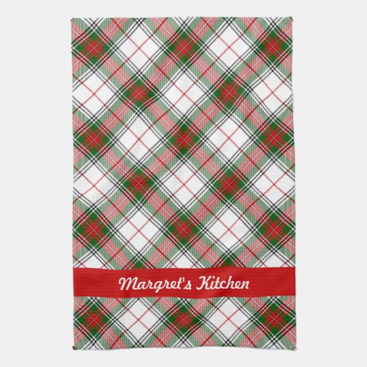 Weihnachten Kariert ~ Personalisiert Geschirrtuch (Vertikal)