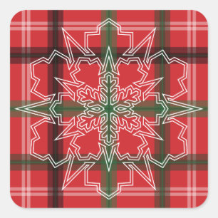 Weihnachten kariert quadratischer aufkleber
