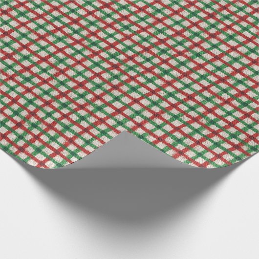 Weihnachten Kariert Red Green Imitats Burlap Rusti Geschenkpapier (Ecke)