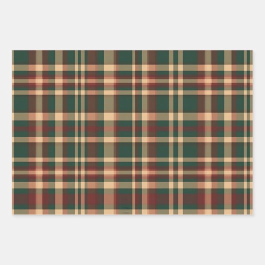 Weihnachten Kariert Rot und Grün Geschenkpapier Set (Vorderseite)
