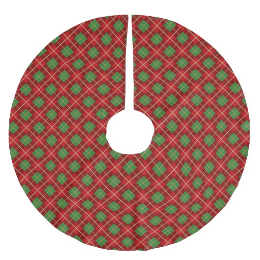 Weihnachten Kariert rot und grün kariert Polyester Weihnachtsbaumdecke (Vorderseite)