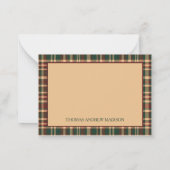 Weihnachten Kariert Rot und Grün Monogramm Mitteilungskarte (Rückseite)