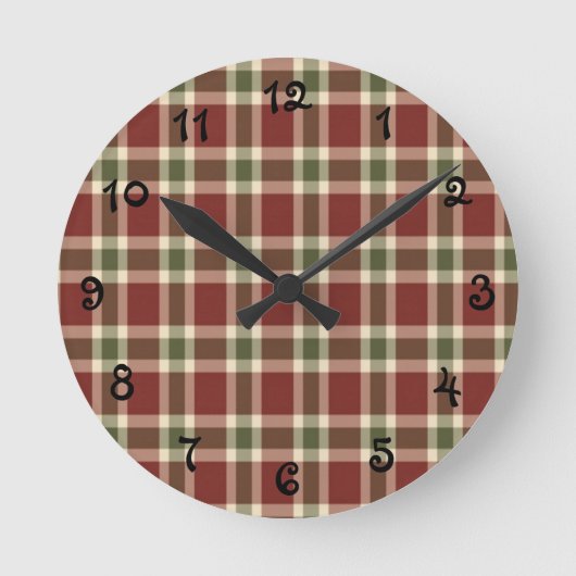 Weihnachten kariert- runde wanduhr (Vorderseite)