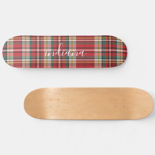 Weihnachten Kariert Rustikal Rot Grün personalisie Skateboard (Horizontal)
