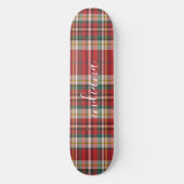 Weihnachten Kariert Rustikal Rot Grün personalisie Skateboard (Vorderseite)
