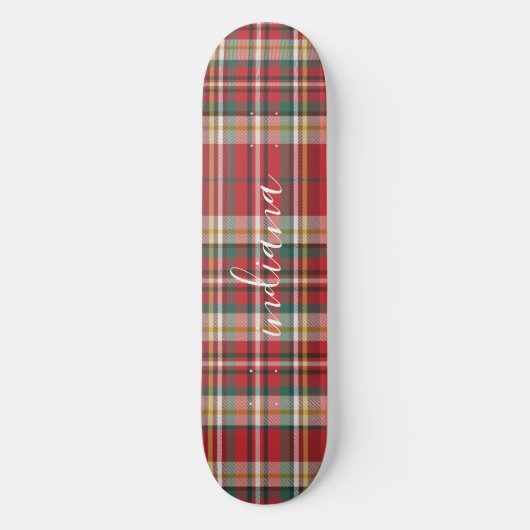 Weihnachten Kariert Rustikal Rot Grün personalisie Skateboard (Vorderseite)