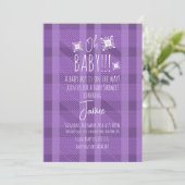 Weihnachten Kariert Snowflakes Baby Dusche Violet Einladung (Stehend Vorderseite)