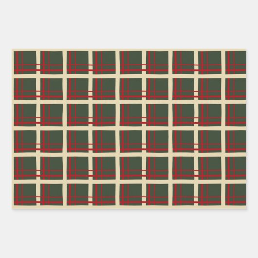 Weihnachten Kariert Tartan Design Geschenkpapier Set (Vorderseite 3)