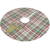 Weihnachten Kariert Tartan Gold Deer Buck Treck Ro Polyester Weihnachtsbaumdecke (Schrägansicht)