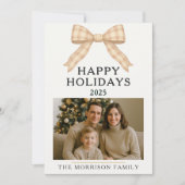 Weihnachten Kariert Trendy Bow Foto Ferienwohnungs Einladung (Vorderseite)