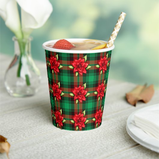 Weihnachten Kariert und Blätter Pappbecher (In Situ)