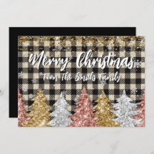 Weihnachten Kariert und Glitzer Familienname