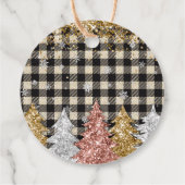 Weihnachten Kariert und Glitzer frohe Weihnachten Geschenkanhänger (Rückseite)