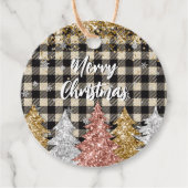 Weihnachten Kariert und Glitzer frohe Weihnachten Geschenkanhänger (Vorderseite)