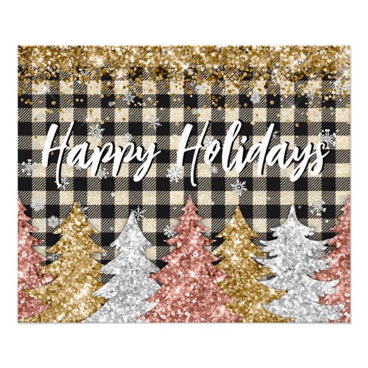 Weihnachten Kariert und Glitzer mit Text Fotodruck (Vorne)