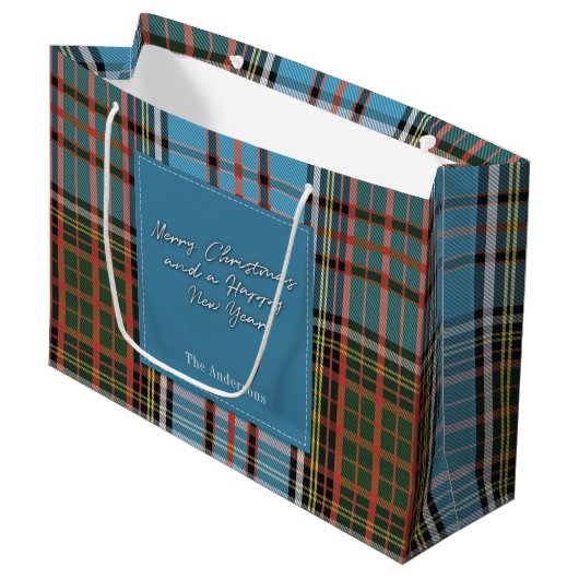 Weihnachten Kariert Urlaub Clan Anderson Tartan Große Geschenktüte (Vorderseite Schrägansicht)