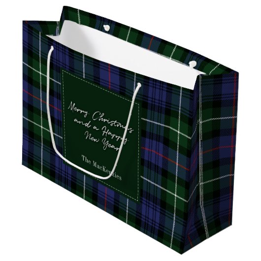Weihnachten Kariert Urlaub Clan MacKenzie Tartan Große Geschenktüte (Vorderseite Schrägansicht)