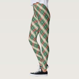 Weihnachten Kariert Weiß, Grün Leggings
