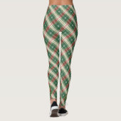 Weihnachten Kariert Weiß, Grün mit Baum Leggings (Rückseite)