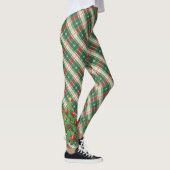 Weihnachten Kariert Weiß, Grün mit Baum Leggings (Rechts)