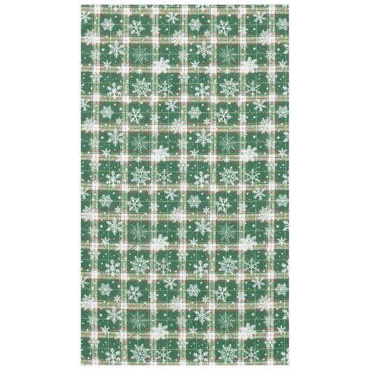 Weihnachten Kariert Weiß, Grün mit weißen Schneefl Tischdecke (Vorderseite)