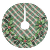 Weihnachten Kariert Weiß mit Grün und Rot Polyester Weihnachtsbaumdecke (Vorderseite)