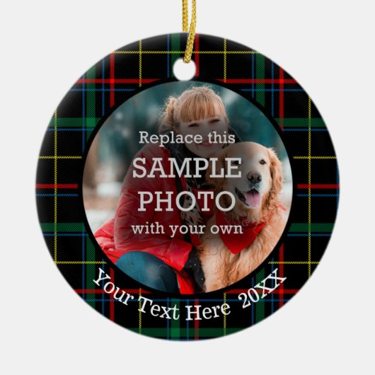 Weihnachten Kariert, zwei Foto, zwei Seiten Keramikornament (Vorne)