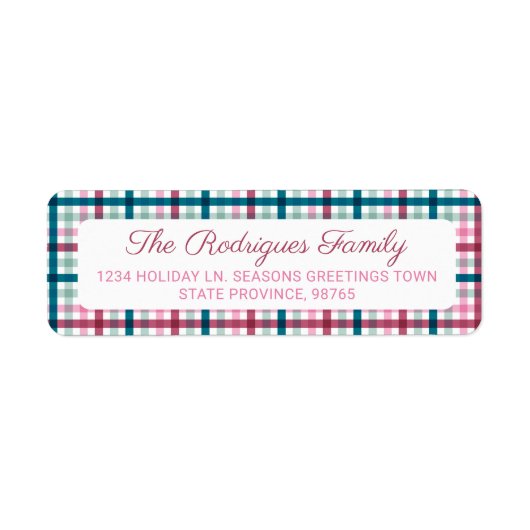 Weihnachten Karierte Aquamarine Magenta Rücksendea (Vorne)