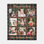 Weihnachten Karierte Custom Gold Collage Familie Fleecedecke (Vorderseite)