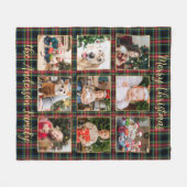 Weihnachten Karierte Custom Gold Collage Familie Fleecedecke (Vorderseite (Horizontal))