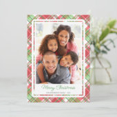 Weihnachten Karierte Fotokarte (Stehend Vorderseite)