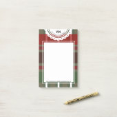 Weihnachten Karierte grüne rote Spitzen Erstgeschä Post-it Klebezettel (Auf Schreibtisch)