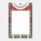 Weihnachten Karierte grüne rote Spitzen Erstgeschä Post-it Klebezettel (Vorderseite)