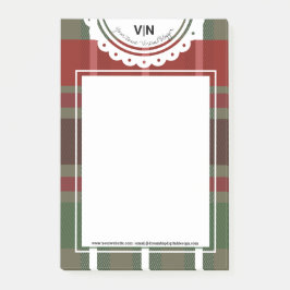 Weihnachten Karierte grüne rote Spitzen Erstgeschä Post-it Klebezettel