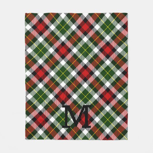 Weihnachten Karierte Monogram Erstfest Fleecedecke (Vorderseite)