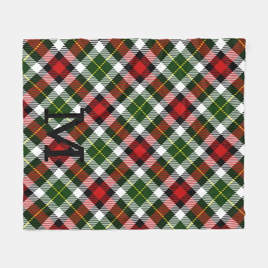 Weihnachten Karierte Monogram Erstfest Fleecedecke (Vorderseite (Horizontal))