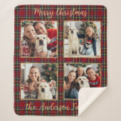 Weihnachten Karierte Personalisierte FotoCollage Sherpadecke (Vorderseite)