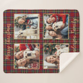 Weihnachten Karierte Personalisierte FotoCollage Sherpadecke (Vorderseite (Horizontal))