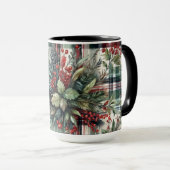 Weihnachten Karierte Pine Berries Kaffee Tasse Cup (VorderseiteRechts)