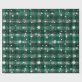 Weihnachten Karierte Rote Schneeflocken Muster Geschenkpapier (Flach)