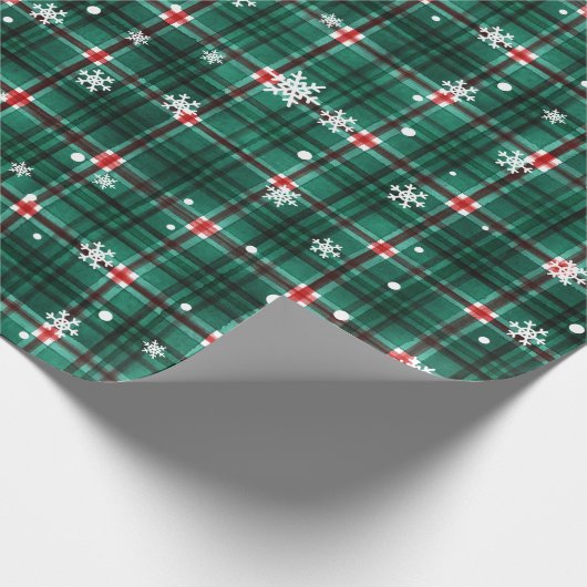Weihnachten Karierte Rote Schneeflocken Muster Geschenkpapier (Ecke)
