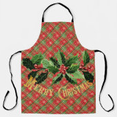 Weihnachten Karierte Rote Stars mit Kranz Schürze
