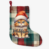 Weihnachten Karierte Weihnachtskatze mit Namen Kleiner Weihnachtsstrumpf (Vorderseite)