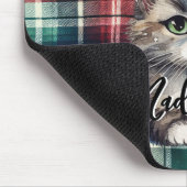 Weihnachten Karierte Weihnachtskatze mit Namen Mousepad (Ecke)