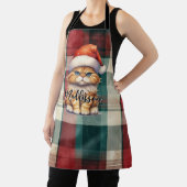 Weihnachten Karierte Weihnachtskatze mit Namen Schürze (InSitu)