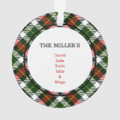 Weihnachten Karierten Familie NAMES Keepake Ornament (Rückseite)