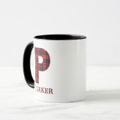 Weihnachten Karierten Personalisierten Kaffee Tass Tasse (Vorderseite Links)
